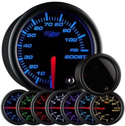 Glowshift Tinted 7 Color Mechanical Boost Gauge (100 PSI)