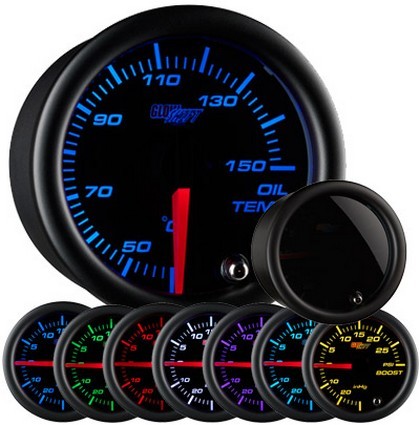 Glowshift Tinted 7 Color Oil Temp Gauge - Celsius