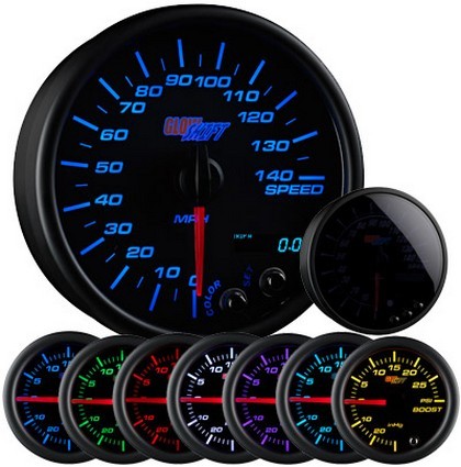 Glowshift Tinted 7 Color In Dash Speedometer (95 Mm or 3 3/4 Inch)