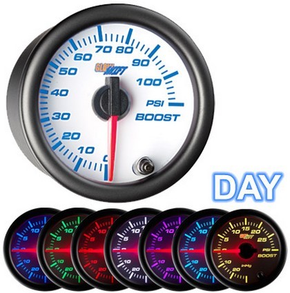 Glowshift White 7 Color Mechanical Boost Gauge (100 PSI)