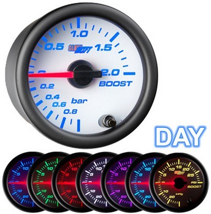 Glowshift White 7 Color Bar Boost Gauge