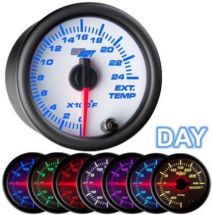 Glowshift White 7 Color Exhaust Temp Gauge (2400F)