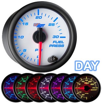 Glowshift White 7 Color Fuel Pressure Gauge (30 PSI)