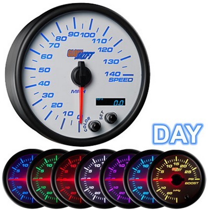 Glowshift White 7 Color In Dash Speedometer (95 Mm or 3 3/4 Inch)