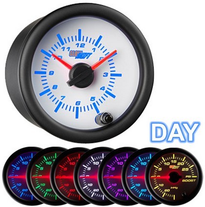 Glowshift White 7 Color Clock Gauge