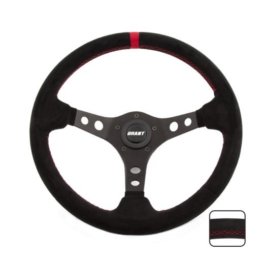 Grant Steering Wheel - Suede Series Black with Red Ring, 13.75' Diameter