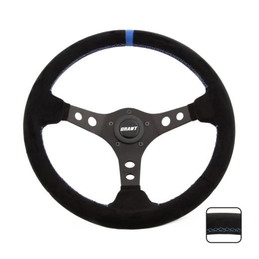 Grant Steering Wheel - Suede Series Black with Blue Ring, 13.75' Diameter