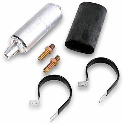 Holley Fuel Pump - TBI Performance, Electric, Inline, Incl. Rubber Isolator/Rubber Coated Mounting Clamps/3/8