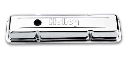 Holley Valve Covers - Chrome, 4-Bolt - Old Style, Holley Logo