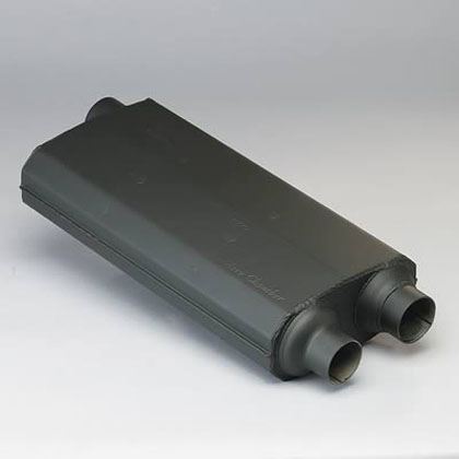 Hooker Aero Chamber Muffler (1982-1992 Camaro/Firebird) (Replacement) (Black Finish) (Offset Inlet) (Dual Outlet)