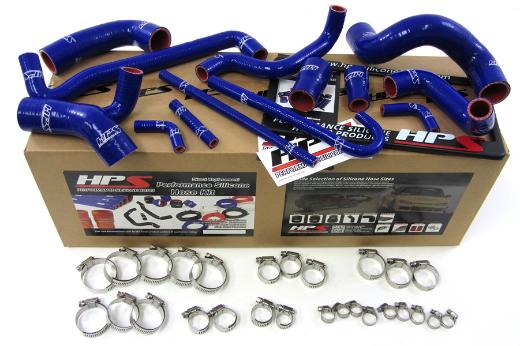 HPS Blue Silicone Radiator + Heater Hose Kit Coolant - Blue