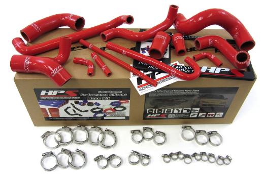 HPS Red Silicone Radiator + Heater Hose Kit Coolant - Red