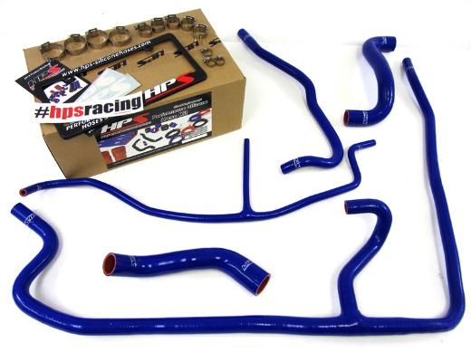 HPS Blue Silicone Radiator + Heater Hose Kit Coolant - Blue