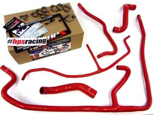 HPS Red Silicone Radiator + Heater Hose Kit Coolant - Red