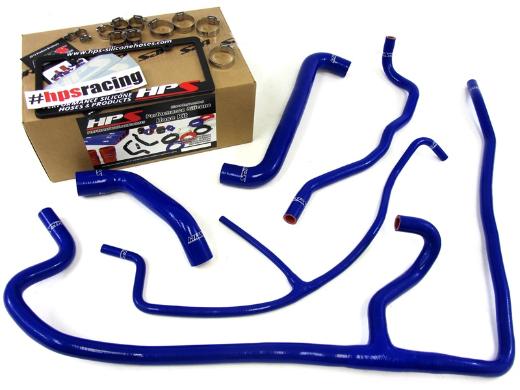 HPS Blue Silicone Radiator + Heater Hose Kit Coolant - Blue