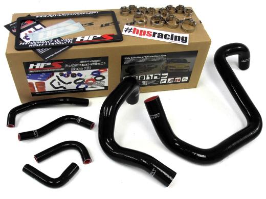 HPS Black JK Silicone Radiator + Heater Hose Kit Coolant - Black