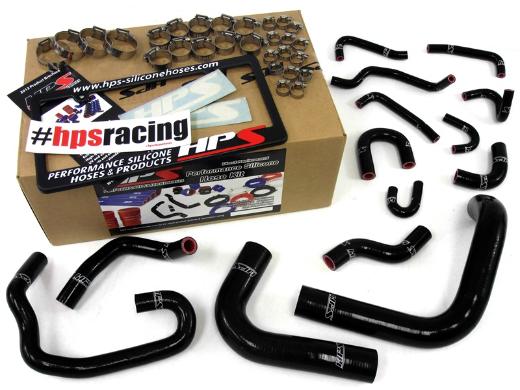 HPS Black Silicone Radiator + Heater Hose Kit Coolant - Black