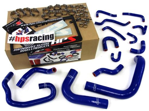 HPS Blue Silicone Radiator + Heater Hose Kit Coolant - Blue