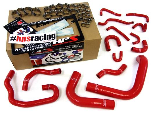 HPS Red Silicone Radiator + Heater Hose Kit Coolant - Red