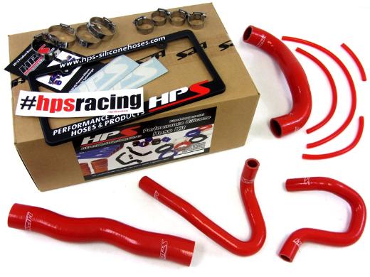 HPS Red Silicone Radiator + Heater Hose Kit Coolant - Red