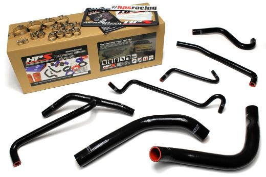 HPS Black Silicone Radiator + Heater Hose Kit Coolant - Black