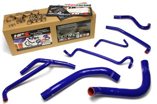 HPS Blue Silicone Radiator + Heater Hose Kit Coolant - Blue