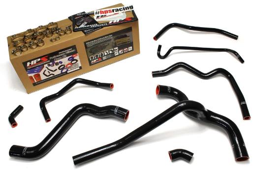 HPS Black Silicone Radiator + Heater Hose Kit Coolant - Black