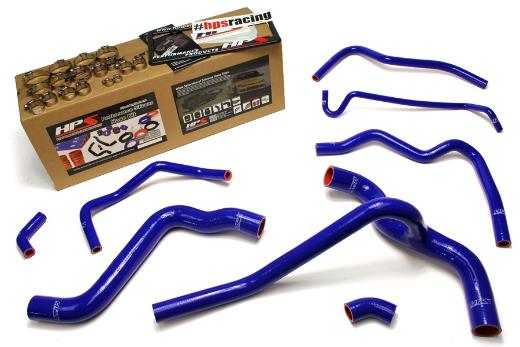 HPS Blue Silicone Radiator + Heater Hose Kit Coolant - Blue