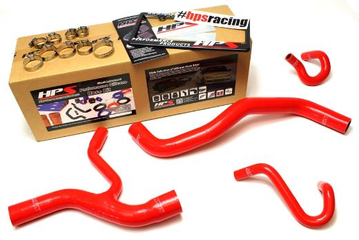 HPS Red Silicone Radiator + Heater Hose Kit Coolant - Red