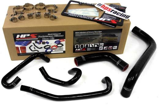 HPS Black Silicone Radiator + Heater Hose Kit Coolant - Black