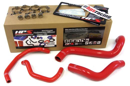 HPS Red Silicone Radiator + Heater Hose Kit Coolant - Red