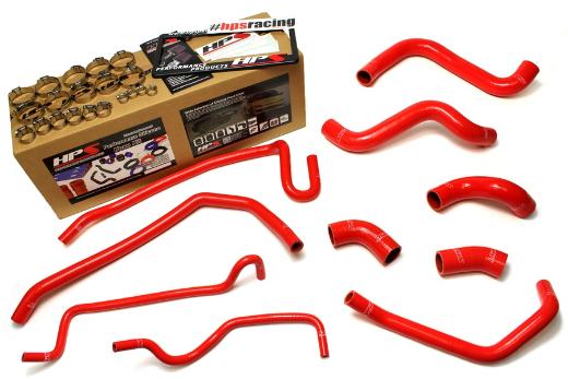 HPS Red Silicone Radiator + Heater Hose Kit Coolant - Red