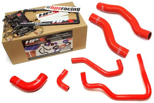 HPS Red Silicone Radiator + Heater Hose Kit Coolant - Red