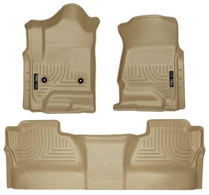 Husky Floor Liners - Front & 2nd Seat (Footwell Coverage), Tan