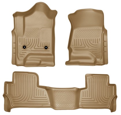 Husky Floor Liners - Front & 2nd Seat (Footwell Coverage), Tan