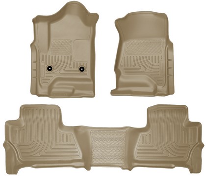 Husky Floor Liners - Front & 2nd Seat (Footwell Coverage), Tan