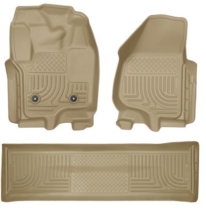 Husky Floor Liners - Front & 2nd Seat (Footwell Coverage), Tan