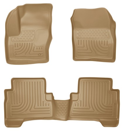 Husky Floor Liners - Front & 2nd Seat (Footwell Coverage), Tan