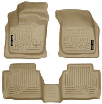 Husky Floor Liners - Front & 2nd Seat (Footwell Coverage), Tan