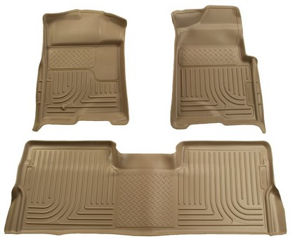 Husky WeatherBeater Combination Front and Back Seat Floor Liners – Tan