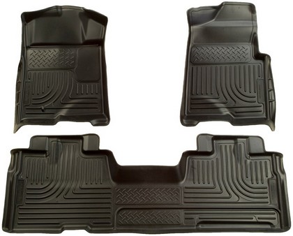 Husky WeatherBeater Combination Front and Back Seat Floor Liners – Black