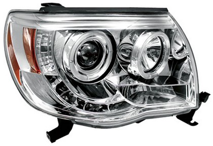 In Pro Car Wear Head Lamps, Projector W/ Rings - Chrome