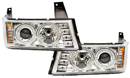 In Pro Car Wear Head Lamps Projector with Rings - Chrome