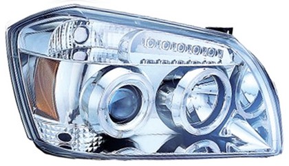 In Pro Car Wear Head Lamps, Projector W/ Rings - Chrome Housing / Clear Projector - W/ Amber Reflector