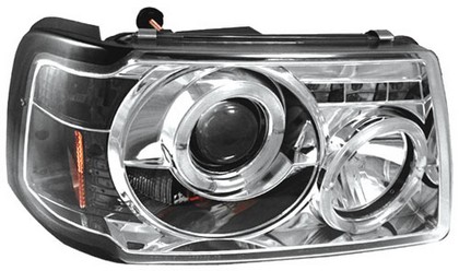 In Pro Car Wear Head Lamps, Projector W/ Rings - Chrome