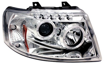 In Pro Car Wear Head Lamps, Projector W/ Rings - Chrome