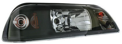 In Pro Car Wear Head Lamps, Diamond Cut W/ Corner & Park Lamp - Black Housing / Clear Projector - 1 pc Combo