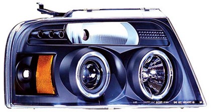 In Pro Car Wear Head Lamps, Projector W/ Rings - Black Housing / Clear Projector - W/ Amber Reflector