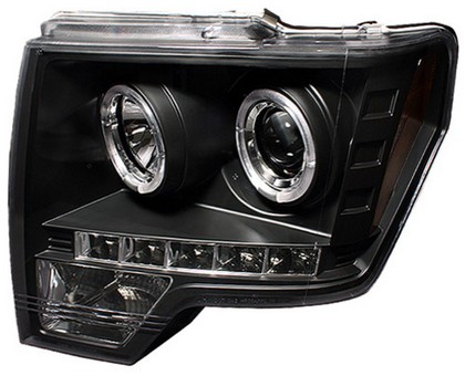 In Pro Car Wear Head Lamps, Projector W/ Rings - Black