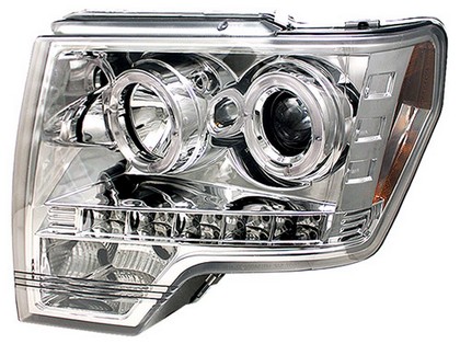 In Pro Car Wear Head Lamps, Projector W/ Rings - Chrome